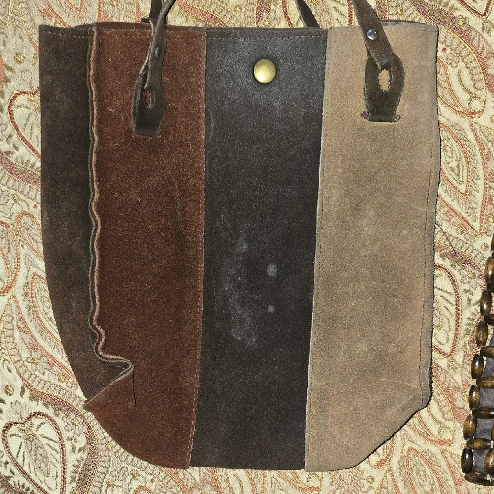 70s Vintage Brown and Tan Women's Shoulder Bags Duo Boho Hippie - Picture 4 of 16